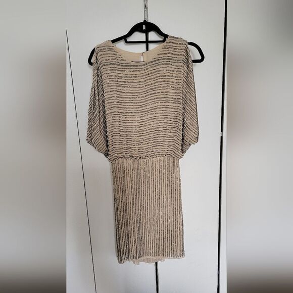 Mango Collection Gold Sequin on Blush Dress - Picture 2 of 6